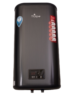 High-quality, anthracite black, flat 43 liter boiler with Wi-Fi and SMART function for vertical installation on the wall